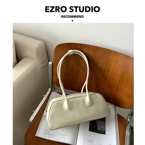 EZRO真皮单肩腋下设计感保龄球包