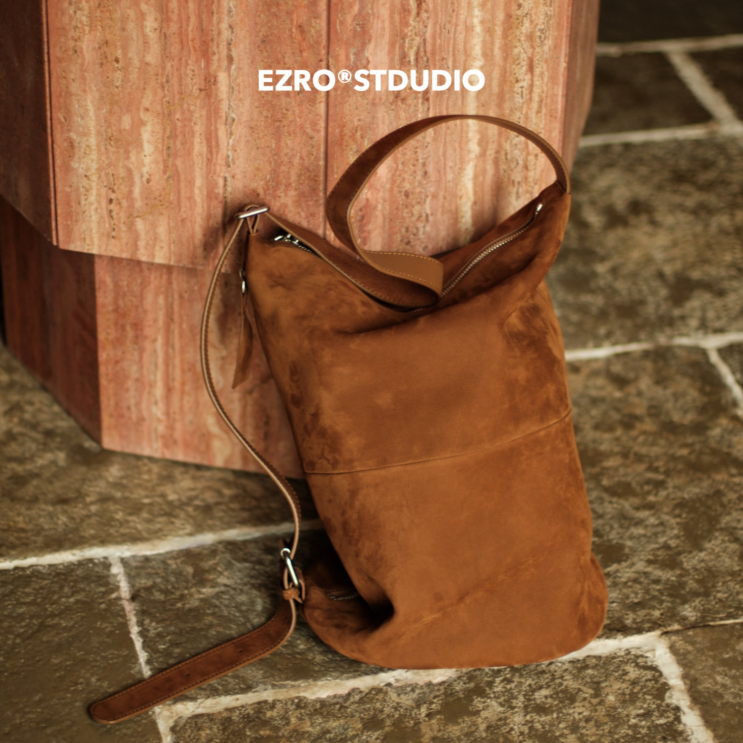 【EZRO】一作 麂皮真皮牛皮磨砂单肩腋下hobo托特包可变形水桶包,箱包皮具/热销女包/男包,波士顿包,淘宝优惠券,粉丝福利购,淘宝优惠卷