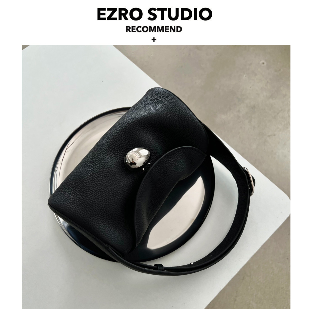 【EZRO】洋气！蛋形锁扣高级头层牛皮波士顿包小众设计手提女包