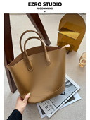 百搭又高级 EZRO 简约风真皮大容量牛皮托特包手提斜挎通勤包