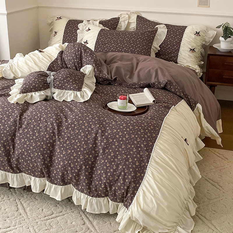 法式四件套全棉公主风碎花蝴蝶结