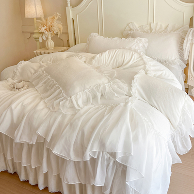 法式公主风牛奶绒四件套仙女床裙