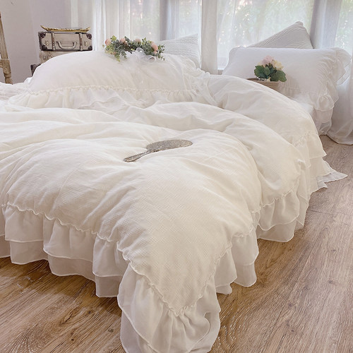 ins仙女全棉床上用品四件套白色