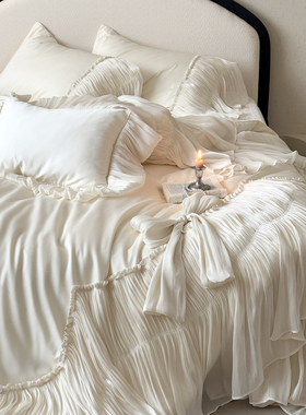 法式重工宫廷全棉长绒棉四件套纯棉复古公主风夹棉床盖款高级床品