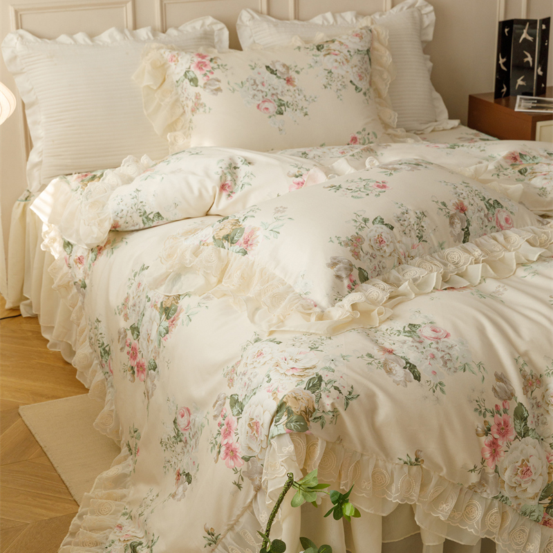 法式田园风全棉碎花四件套公主风