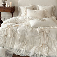 French princess-style romantic all-cotton long-staple cotton four-piece set, lace bow duvet cover, bed cover, high-end fairy bedding thumbnail 4