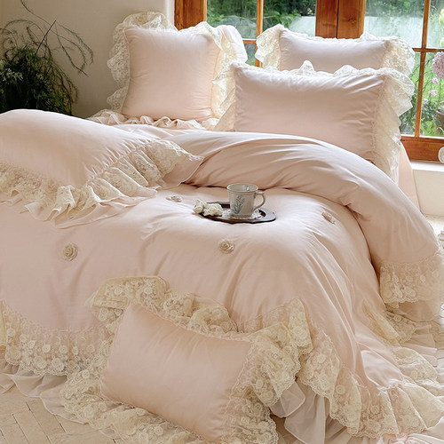法式轻奢公主风蕾丝边全棉四件套