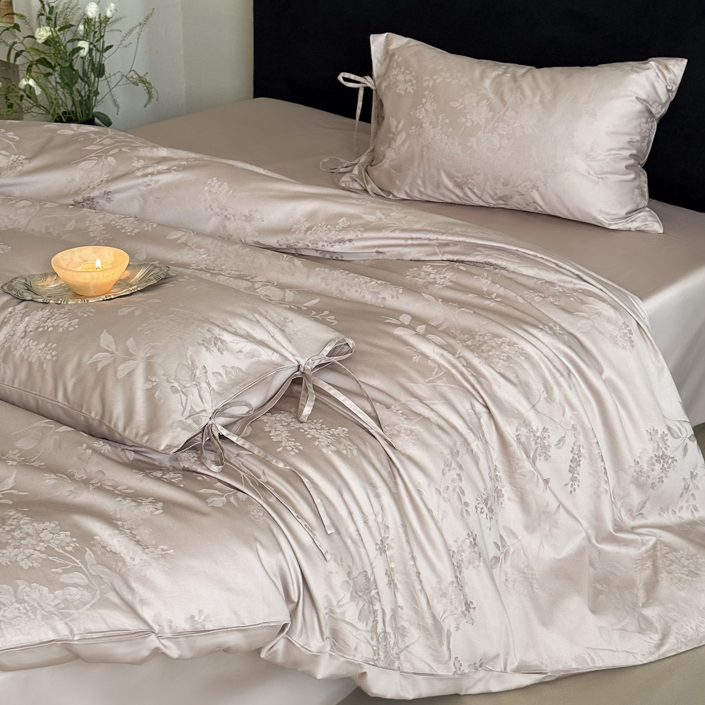 法式新中式轻奢贡缎全棉长绒棉四件套提花公主风纯棉被套床上用品