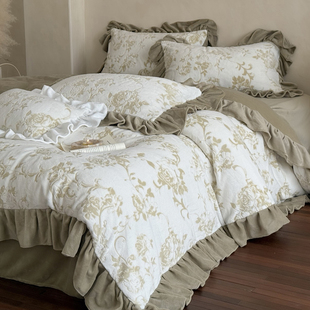 法式复古雕花牛奶绒四件套加绒公主风珊瑚绒双面绒少女心床单冬季