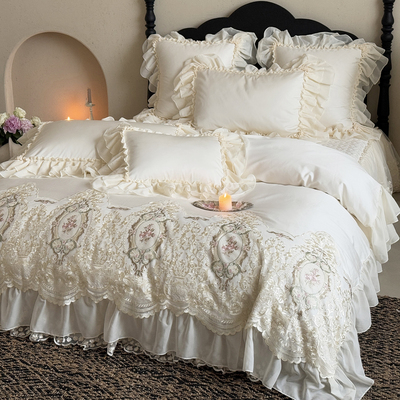 法式重工宫廷全棉长绒棉蕾丝床品
