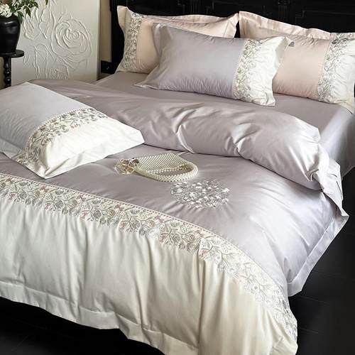 法式公主风刺绣长绒棉全棉四件套