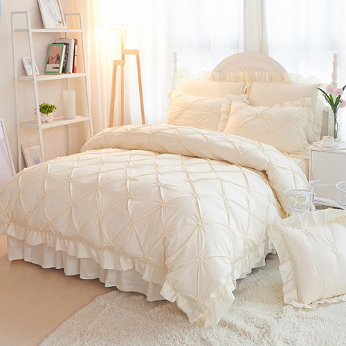 揪花床裙款公主风四件套全棉高档