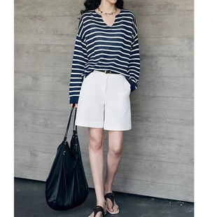 上衣罩衫 防晒针织薄款 慵懒松弛感条纹长袖 日本进口和纸纱针织衫