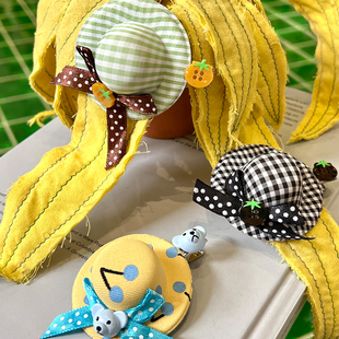 UnsocialNight原创可爱发夹甜美蝴蝶结发卡帽子三色