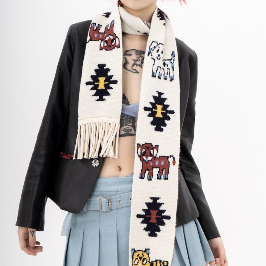 动物插画针织围巾unsocialnight