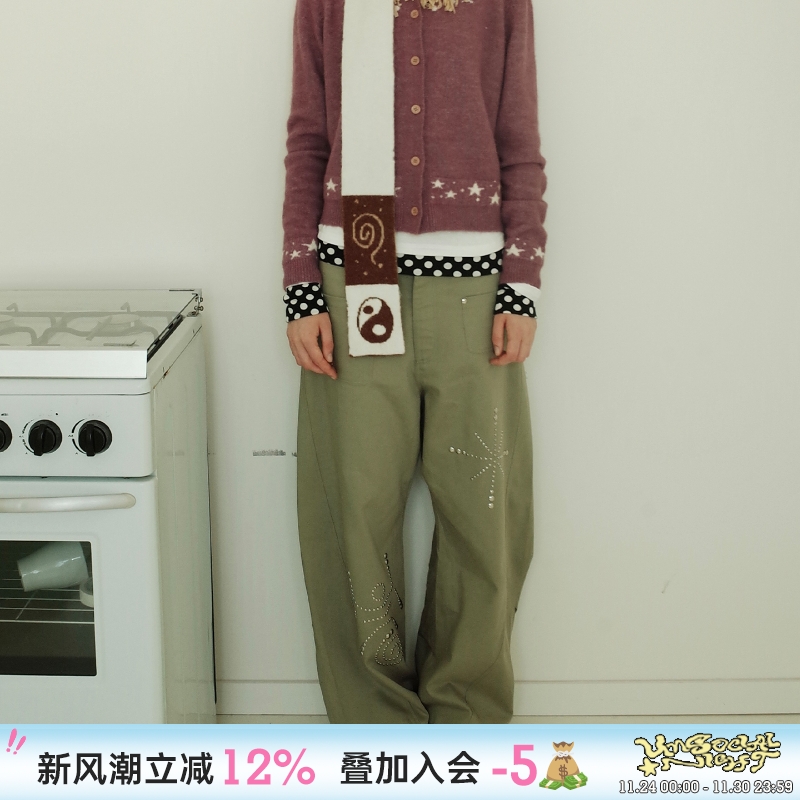 铜片弯刀休闲长裤宽松