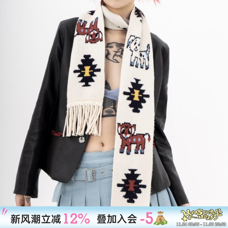 动物插画针织围巾unsocialnight