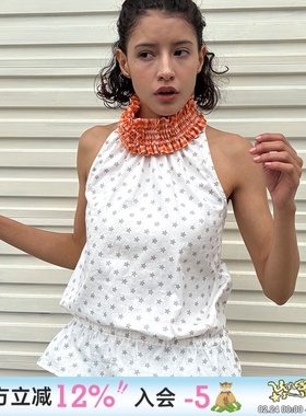 UnsocialNight夏季新品原创设计下摆可收腰星星无袖背心上衣女