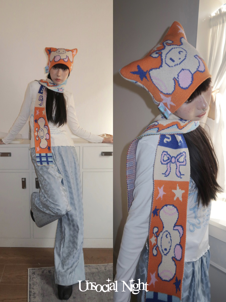 奥莉蛙联名拼接图案小围巾