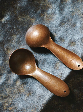 触造 手作紫铜咖啡豆量勺 果粉勺糖勺调味勺 烘焙器具