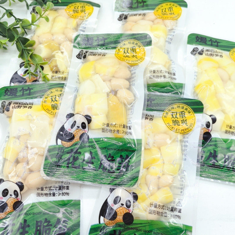 媛竹山椒味花生脆笋开袋即食山椒味竹笋手剥笋手撕笋网红休闲零食