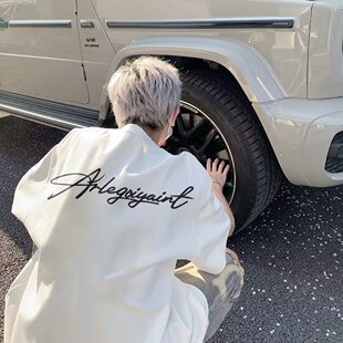 重磅美式高街字母印花夏季t恤2026潮流百搭男款休闲纯棉宽松短袖