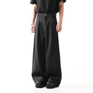 长裤 阔腿宽松休闲直筒显瘦西装 男秋季 韩系高级感cleanfit黑色西裤