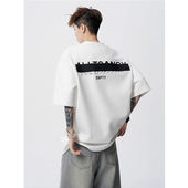 美式 男春夏潮牌痞帅设计感涂鸦T恤高街百搭休闲上衣 印花情侣短袖