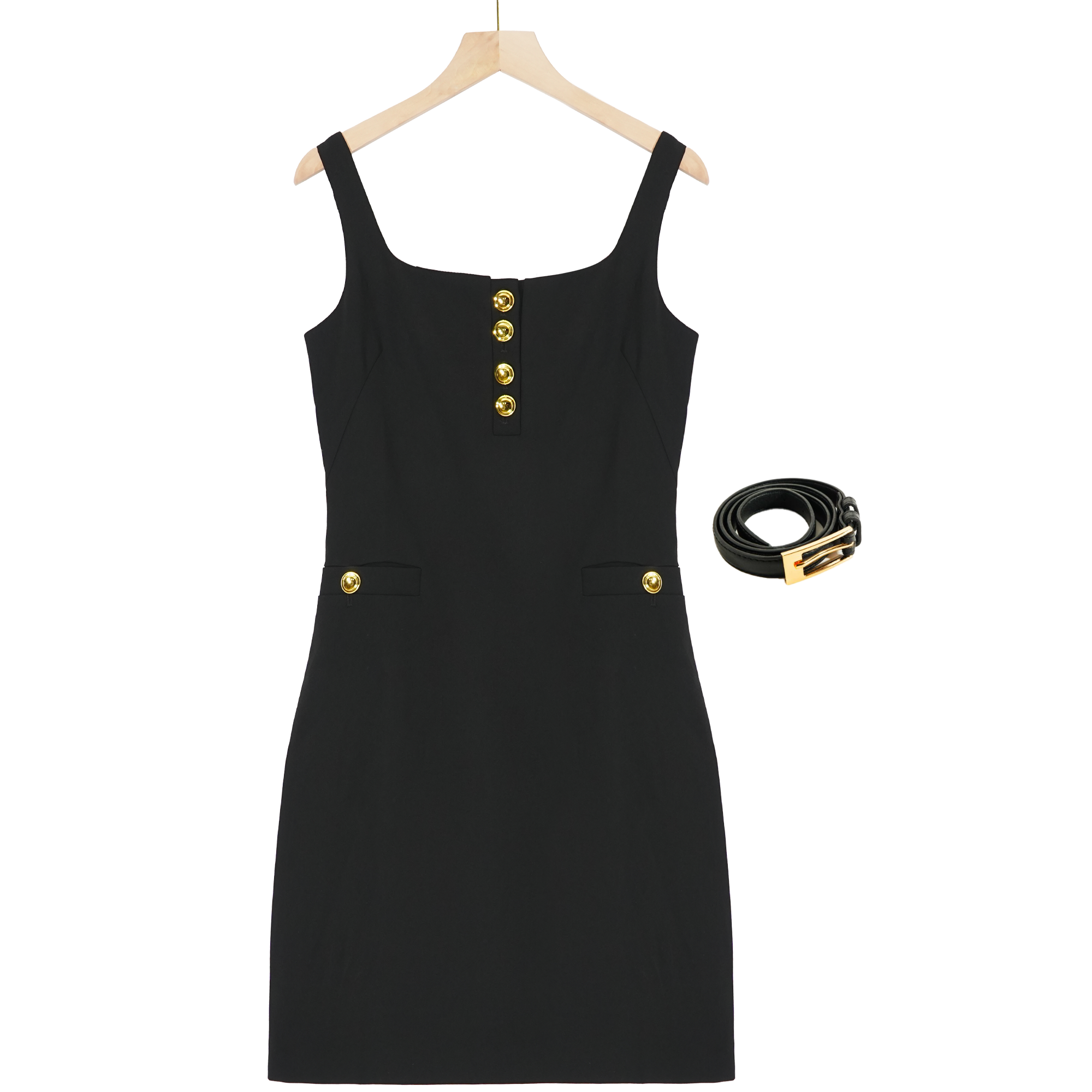 【甜甜圈虹虹Tia专属】新款黑色吊带连衣裙含腰带