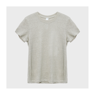 休闲风圆领短袖T恤女夏季亚麻透气基础款通勤上衣舒适百搭