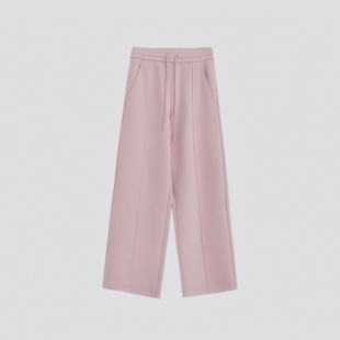 512111 纯色简约休闲长裤 女装 高腰宽松厚 秋季 树林送福利