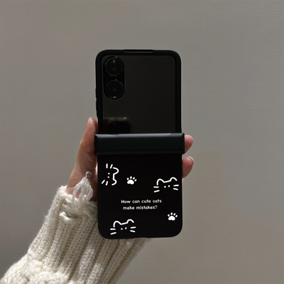 简笔猫咪新款适用华为purax折叠小米mixflip2手机壳摩托罗拉Razr60防摔荣耀MagicV轻奢三星Z45/7FE高级OPPON3