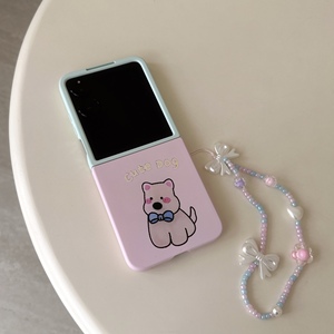 新款可爱小狗适用华为puraX折叠小米mixflip手机壳三星Z4/6防摔Pocket撞色荣耀MagicVflip手链摩托罗拉razr50