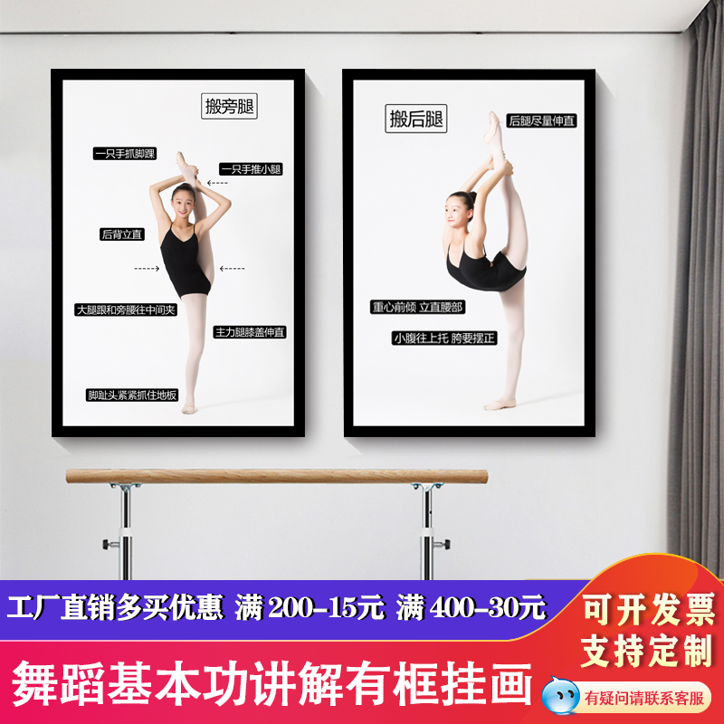 舞蹈基本功有框画动作儿童芭蕾舞壁画创意布置艺术学校练功房挂画