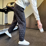 冬季加厚棉裤男士休闲裤菱形格直筒裤C207-70021-P65控95，男装棉裤，电商C207