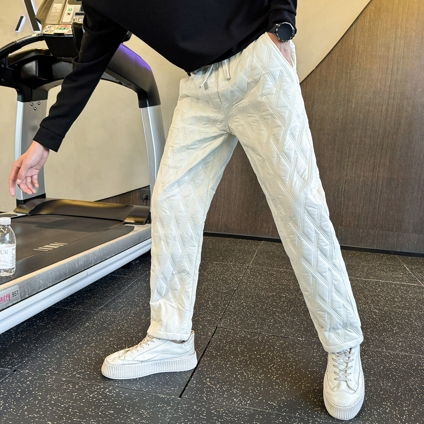 冬季加厚棉裤男士休闲裤菱形格直筒裤C207-70021-P65控95，男装棉裤，电商C207