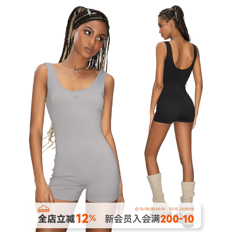 noBra by ABMY 辣妹吊带背心无袖露背显瘦无痕塑身骑行内搭连体裤