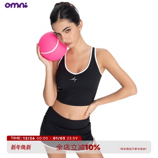 工字网球运动吊带背心女高弹撞色健身上衣带胸垫 ABMY omni