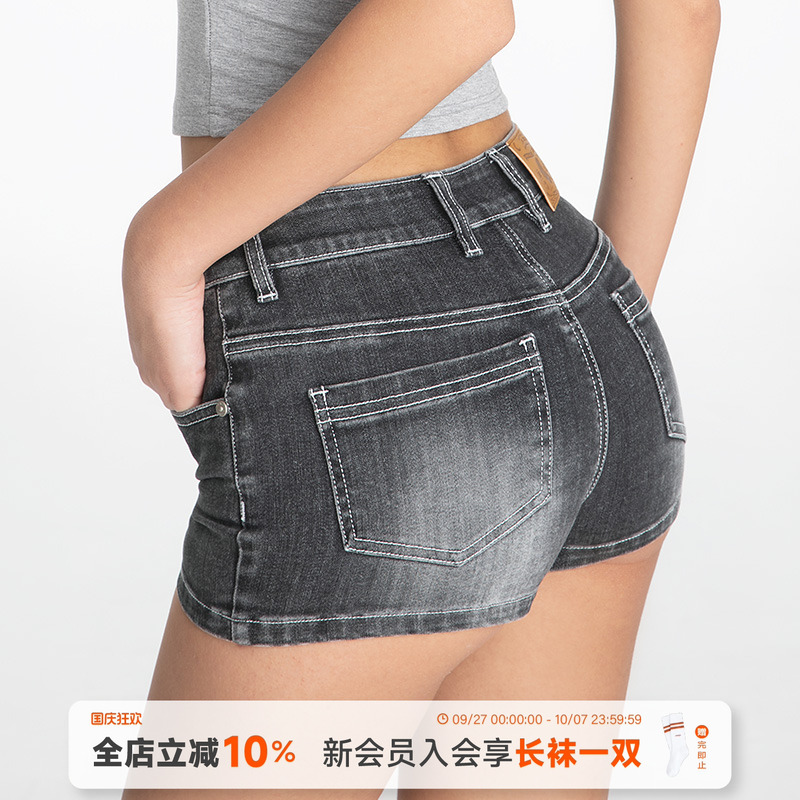 高腰低腰牛仔短裤女夏季显瘦显高