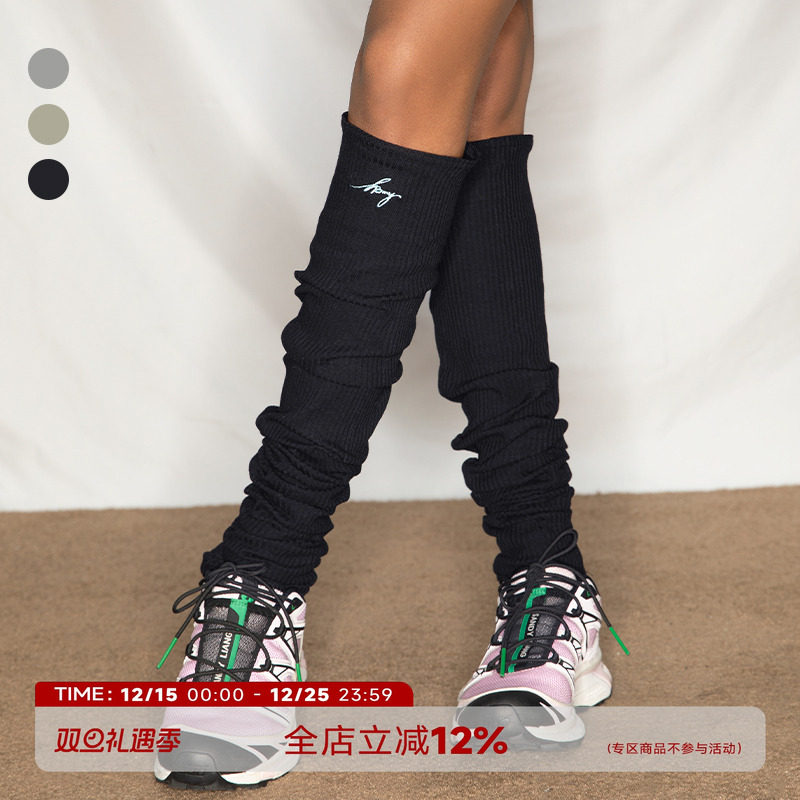 ABMY 不费力时髦  辣妹针织袜套春夏踩脚个性百搭堆堆中筒袜