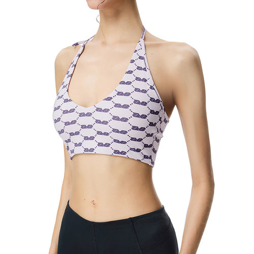 满印挂脖内衣大U领背心带胸垫