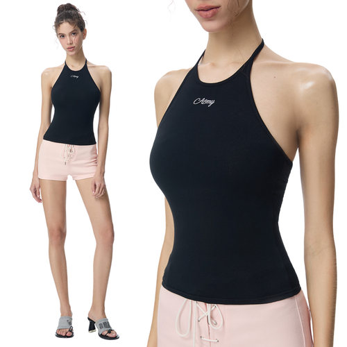 挂脖系带露背吊带背心带胸垫