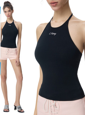 noBra by ABMY 挂脖系带露背吊带背心女夏带胸垫辣妹显瘦百搭上衣