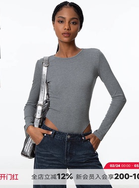 ABMY 内搭万金油 圆领长袖打底衫女厚款加绒百搭修身内搭连体衣