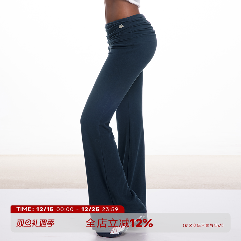 ABMY 懒人舒适区 美式褶皱腰头休闲卫裤女宽松直筒垂感显瘦长裤