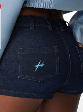 ABMY 腰臀比杀手 迷你牛仔裙裤女复古辣妹超短防走光低腰包臀裙