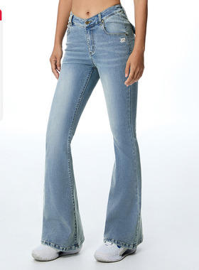 ABMY 致命腰精 v腰微喇浅蓝色显瘦神仙裤女2025新款夏牛仔喇叭裤