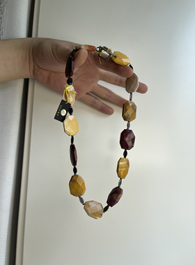 925配件马鸡石方糖切面双色天然石OT金属扣中短款颈链项链手链578