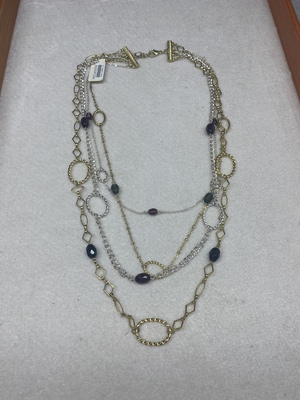 青岛美饰紫晶石黑曜石多层项链不退不换 5.62