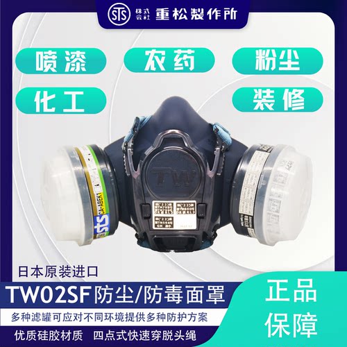 日本重松制作所TW02SF防尘防毒面具喷漆装修农药粉尘煤矿金属冶炼